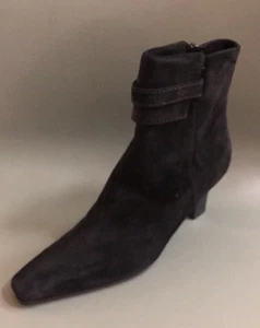 NIB SALVATORE FERRAGAMO BLACK SUEDE "MOLLY" SHORT BOOTS 36.5 B - Picture 1 of 12