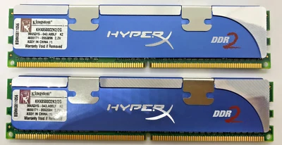 Kingston HyperX 2 GB (2x1 GB) DDR2 KHX8500D2K2/2G 2,2 V 99U5315-043.A000LF Kit #R2403 - Immagine 1 di 2