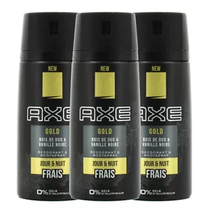 3 Pack Axe Gold Deodorant Body Spray Oud Wood & Vanilla, 150ml/ 5 oz. - Picture 1 of 5