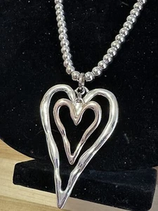 Collana con ciondolo doppio cuore con oro rosa e argento lucido T. 30" msrp 45$ NUOVA - Foto 1 di 6