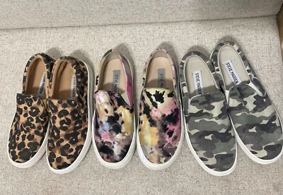 Steve Madden девочек обувь лот из 3 пары Sz 5 леопард, галстук краситель, камуфляж поскользнуться на - Изображение 1 из 4