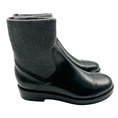 J. Crew Black Italian Leather Rib-Cuff Chelsea Ankle Boots Pull On Shoes 9.5 NWB - Image 1 of 4