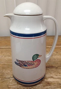 Crown Corning Duck Mallard Plastic Thermos Thermal Carafe with Lid Beige Blue - Picture 1 of 3