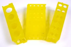 (3) Slitta di bloccaggio - Multi Misura 30mm 14mm 12mm 9mm Giallo Tubo di prova Rack Supporto - Foto 1 di 3