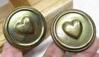 Beautiful Pair antique CIVIL WAR HEART Large Bridle ROSETTES Double Rimmed 1 3/4