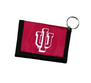 Vintage Indiana University IU Strumpfhalter Doppelfaltung Nylon Ausweisetui Geldbörse Schlüsselring - Bild 1 von 3