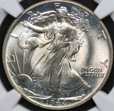 1944 WALKING LIBERTY HALF DOLLAR NGC MS 65 LUSTROUS GEM WITH SUBTLE ASHEN BLUE - Image 1 of 3