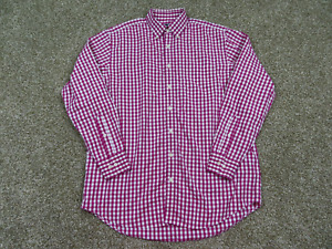 Charles Tyrwhitt Shirt Mens Large 16.5 Hot Pink Gingham Non Iron Classic Fit