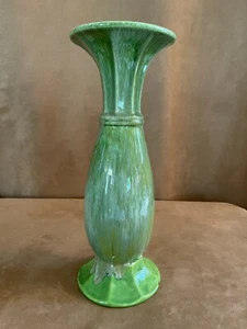 12" Green Glaze Royal Haeger Pottery MCM Cylinder Vase porcelain Shiny drip - Picture 1 of 9