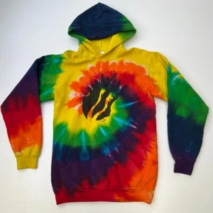 Tie Dye Hoodie Girl Large Rainbow Swirl Logo Pocket Sweatshirt Festival Cruise + - Picture 1 of 14