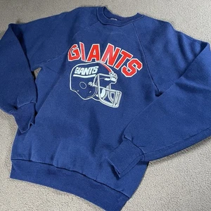 VINTAGE 90’s LOGO 7 NEW YORK GIANTS HELMET LOGO CREWNECK MEDIUM SWEATER - Picture 1 of 9