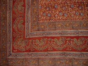 Tapiz de algodón con estampado de bloques de tinte vegetal 104" x 70" doble rojo - Imagen 1 de 2