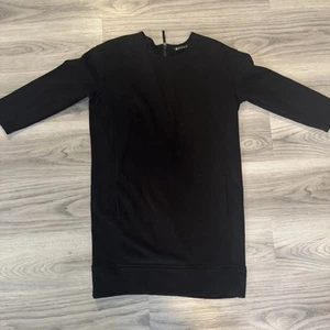 Athleta Small Cozy Karma Sweatshirt Kleid Small Kunstleder Reißverschluss hinten schwarz - Bild 1 von 6