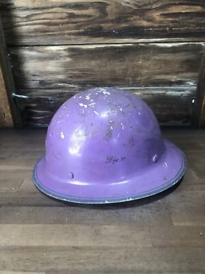 Vintage MSA Skullgard Full Brim Purple Fiberglass Hard Hat Ironworkers Miner - Image 1 of 4
