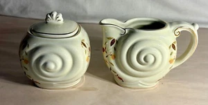 Hall Autumn Leaf NALCC "Nautilus" Creamer And Sugar With Lid - Picture 1 of 2