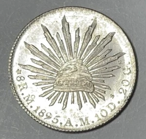 MEXICO - Silver 8 Reales - 1895 Mo. A.M. - Km-377.10 - Uncirculated & Prooflike - Picture 1 of 4