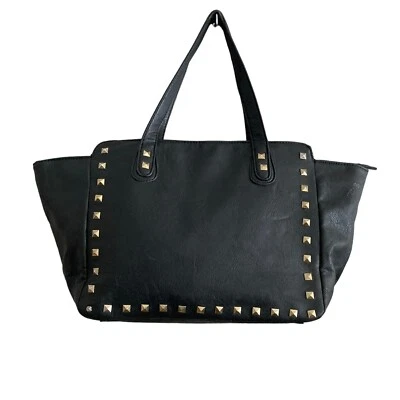 Yoki 人造皮革 铆钉钱包 手提包 黑色 13x10.5 — 第 1/4 张图片