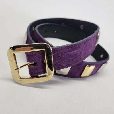 Cinturón de gamuza Concho 26 28 plata tono dorado herrajes de colección años 80 púrpura Foto 1 de 4