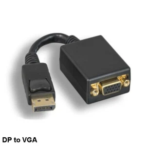 DisplayPort Male to VGA Female Adapter w/Latch Gold-Plated Video TV Monitor - Picture 1 of 2