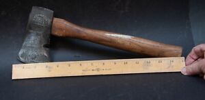 Antique RUSSELL'S SPORTING GOODS NYC ARMY NAVY CAMP AXE, EMBOSSED HATCHET nice