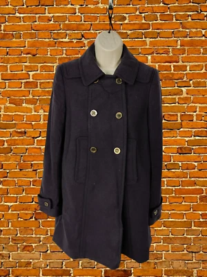 ABRIGO MILITAR MUJER SILBATOS TALLA REINO UNIDO 8 BERENJENA DOBLE LANA DE PECHO Foto 1 de 4