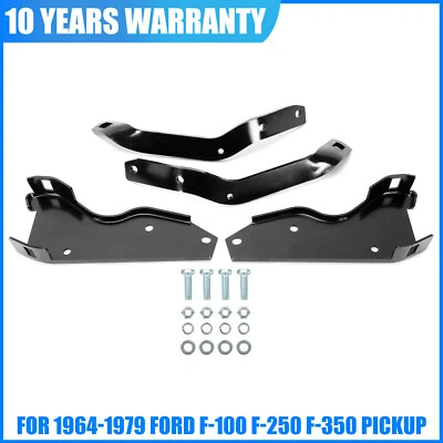Soportes de parachoques trasero de acero aptos para camioneta Ford F-100 F-250 F-350 1964-1979 negros Foto 1 de 4