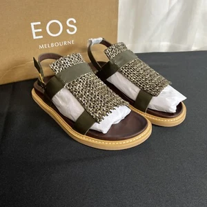 EOS Weavers Dark / Olive Slingback Sandals Size 39 New - Picture 1 of 3