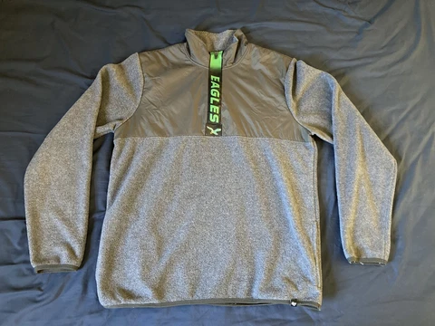 Philadelphia Eagles Fleece Pullover 1/4 Zip Mens Large 47 Brand Seamless Zipper Cover