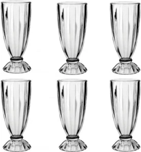 Acense Set of 6 Clear Milkshake/Smoothie/Sundae Glasses/Knickerbocker Glasses - Picture 1 of 3