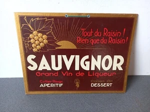 Ancienne Plaque Publicitaire PLV SAUVIGNOR Grand Vin De Liqueur 31,5 cm x 24 cm - Foto 1 di 6