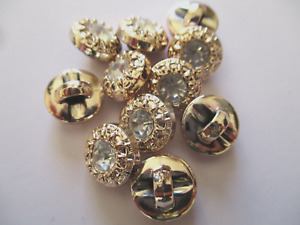 SUNFLOWER ROSE GOLD BACK ROUND CRYSTAL SEW ON SHANK BUTTONS - 11MM - 10 PCS