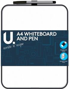 A4 Dry Wipe Magnetic Mini Office Whiteboard Notice Memo White Board Pen & Eraser