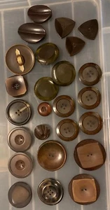 Vintage From Estate Lot Of  Brown Buttons Some Shank Chunky Art Deco - Picture 1 of 7