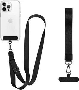 Phone Lanyard - 1-Pack with Adjustable Neck Strap, Wrist Strap & 2 Nylon Clips - - Picture 1 of 7
