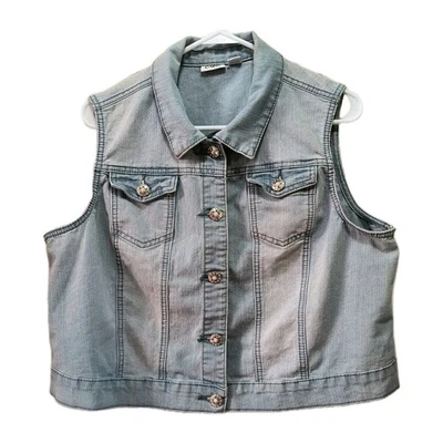 Cato джинсовой ткани жилет женщин XL без рукавов кнопка светло-синий стирка Jean куртка B58 - Изображение 1 из 4