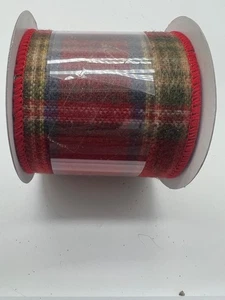 Holiday Memories Red Plaid Wire Edged 2.5 X 3 Yds - Picture 1 of 3
