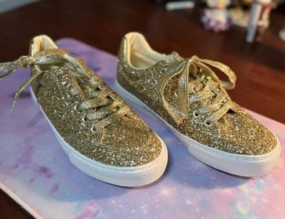 NEW! Gold Glitter Sneakers – Women’s Sz 7 Shoes – Glam, Shine & Lots of Sparkle! - Image 1 of 4