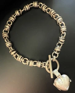 Kain Glieder verschlossen Herz Sterlingsilber Knebel Armband Gr-7 17,9 Gramm  - Bild 1 von 9