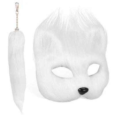  1 Set Maschera di volpe Coda Prop Maschera di volpe di Halloween Maschera di - Immagine 1 di 4