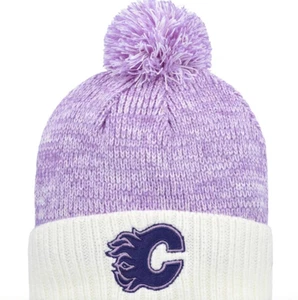 Calgary Flames Fanatics Hockey Fights Cancer Cuffed Knit Hat with Pom - Picture 1 of 2