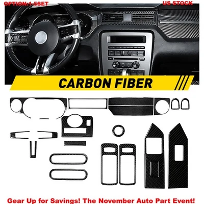 Juego de 1-5 cubiertas decorativas interiores completas de fibra de carbono para Ford Mustang 2009-13 Foto 1 de 4