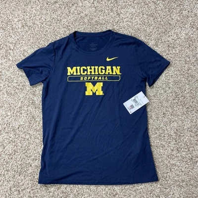 Camiseta para mujer Nike Michigan Softbol Wolverines talla mediana azul Dri-Fit Foto 1 de 4
