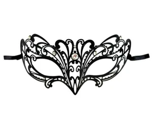 Máscara de filigrana de metal veneciana enmascarada negra pequeña de cristal - Imagen 1 de 2