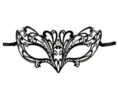 Máscara de filigrana de metal Crystal Petite negra cortada con láser Foto 1 de 2