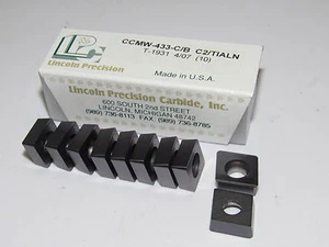 10 pcs LINCOLN PRECISION CCMW 433 C/B Grade C2 TiALN Coated Carbide Inserts - Picture 1 of 1