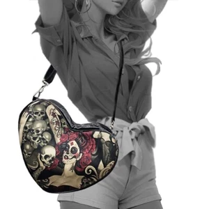 Borsa a tracolla US HANDMADE HEARTSHAPE CROSSBODY stile con motivo "VINTAGE LAS ELEGANTES" - Foto 1 di 5