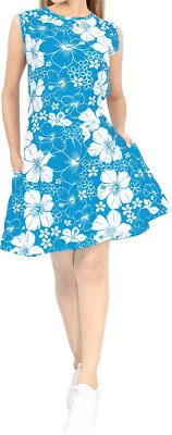 LA LEELA Women's Swimwear Bikini Tops Cover Ups Caftan Dress US 10 [M] Blue_U527 - Image 1 of 3