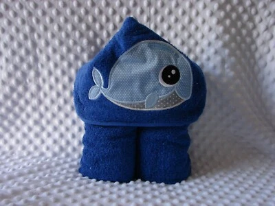 Whale Machine Embroidered Blue Hooded Bath Towel - image 1 of 2