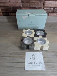 PartyLite Stone Puzzle Collection Tealight Holder Set 4 Piece # P8344 in Box - Picture 1 of 16