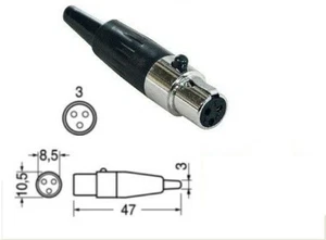 Connettore Mini Cannon XLR Presa Femmina Volante 3 Poli Metallo Guidacavo in Pvc - Foto 1 di 1